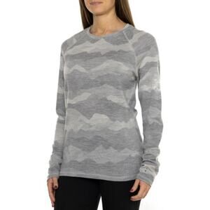 Smartwool Thermal Baselayer Top Women's 1X Light Gray Mountain Pattern